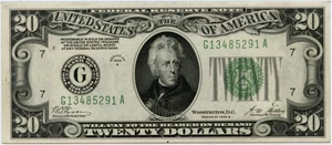 image for: FR. 2052-Gdgs 1928B $20 Federal Reserve Note Chicago PMG About Unc 55 EPQ