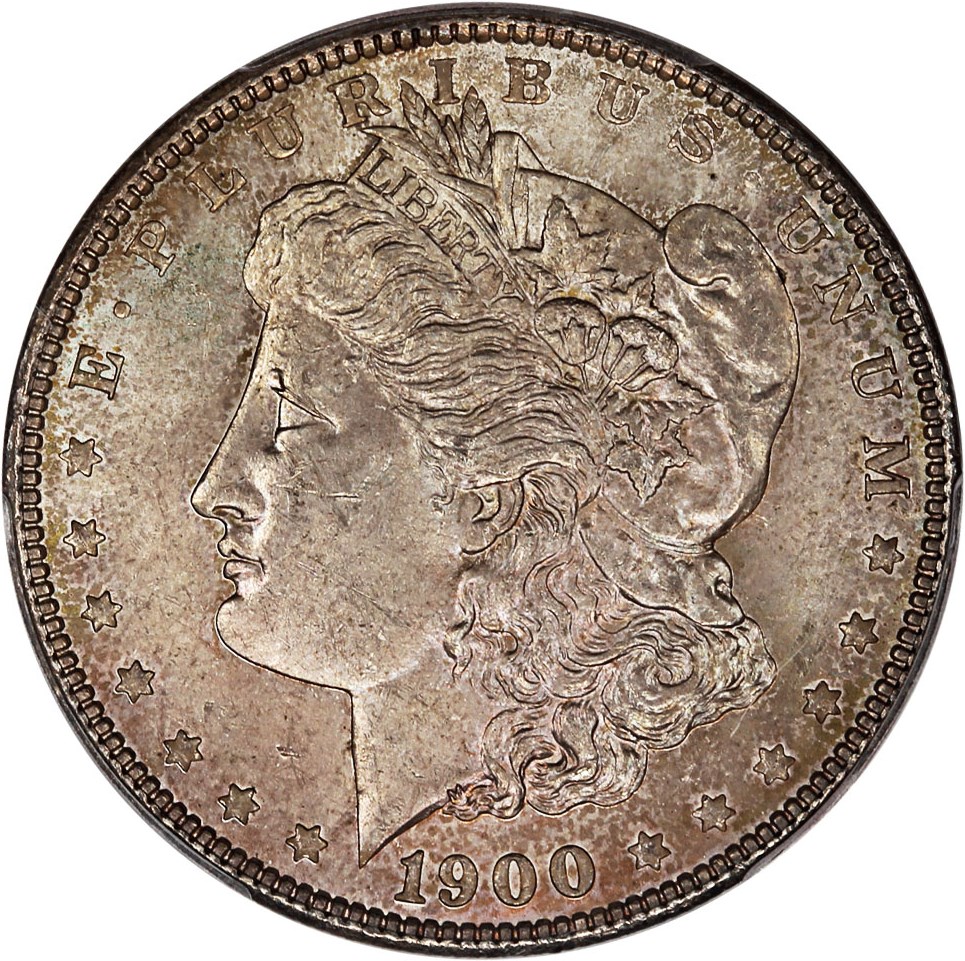 image for: 1900 $1 PCGS MS63 (VAM-11, Doubled Wing)