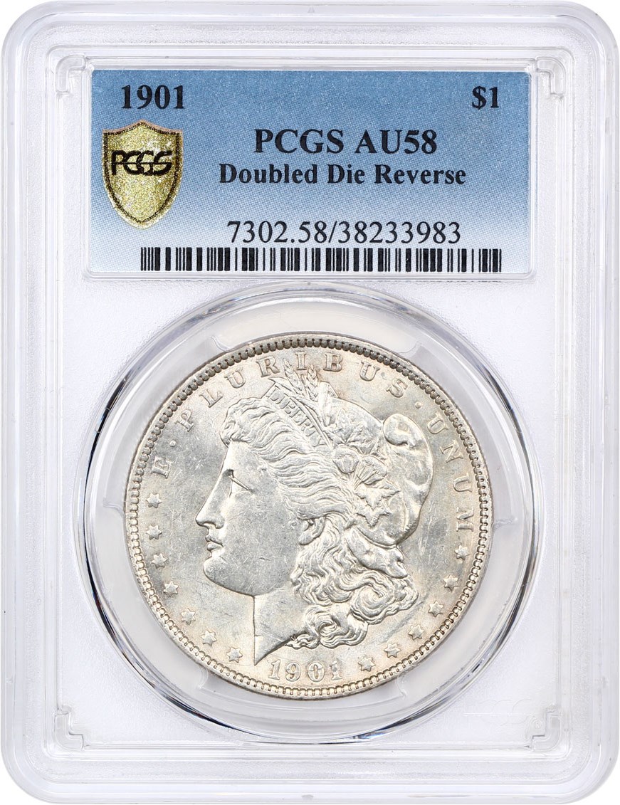 image for: 1901 $1 PCGS AU58 (Double Die Reverse)