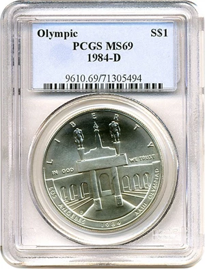 image for: 1984-D $1 Olympic PCGS MS69