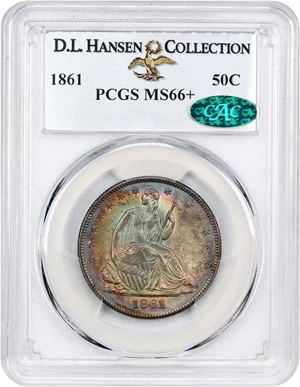 image for: 1861 50c PCGS/CAC MS66+ ex: D.L. Hansen Collection