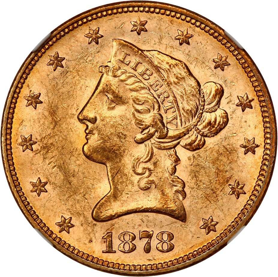 image for: 1878 $10 NGC MS61