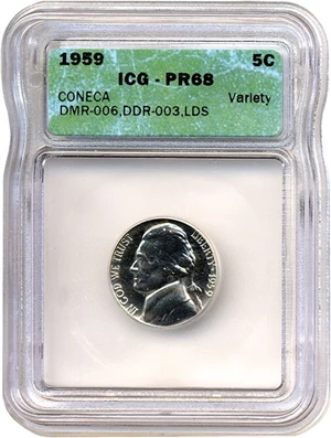 image for: 1959 5c ICG Proof 68 Coneca DMR-006, DDR-003, LDS