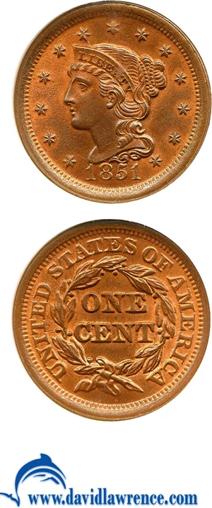 image for: 1851 1c NGC MS67 RB