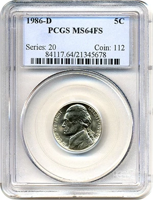 image for: 1986-D 5c PCGS MS64 FS