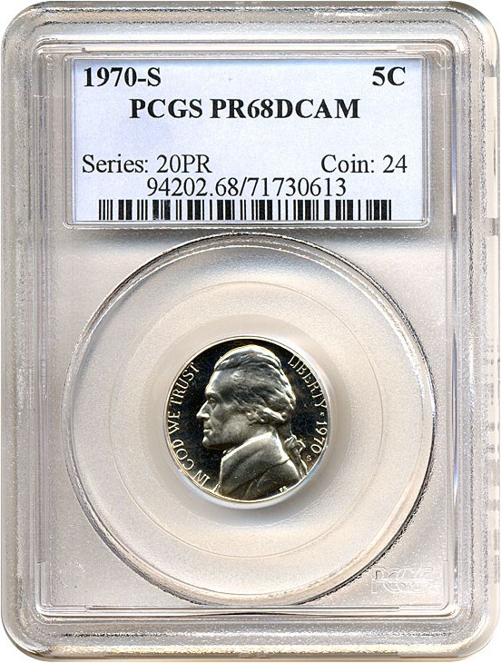 image for: 1970-S 5c  PCGS Proof 68 DCameo