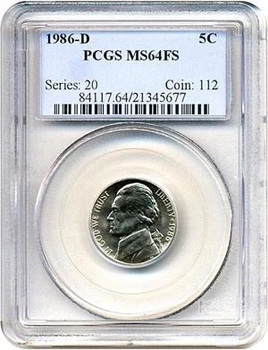 image for: 1986-D 5c PCGS MS64 FS