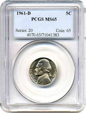 image for: 1961-D 5c PCGS MS65