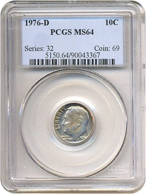 image for: 1976-D 10c PCGS MS64