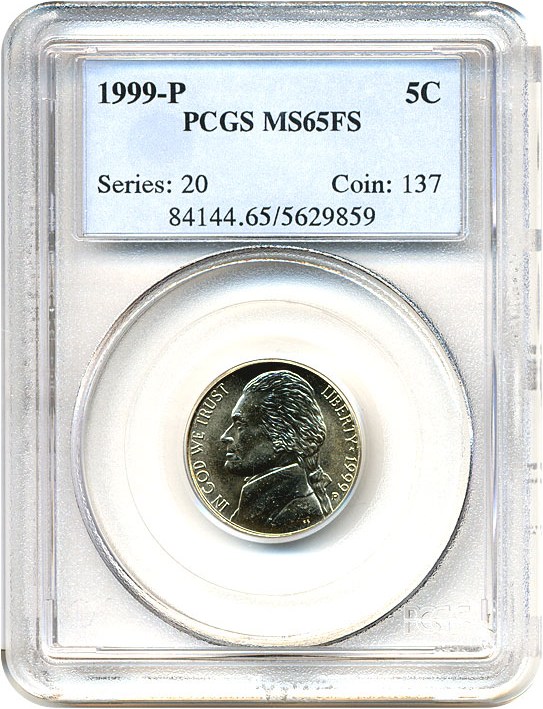 image for: 1999-P 5c  PCGS MS65 FS
