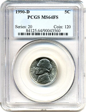 image for: 1990-D 5c PCGS MS64 FS
