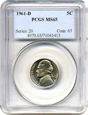 image for: 1961-D 5c PCGS MS65