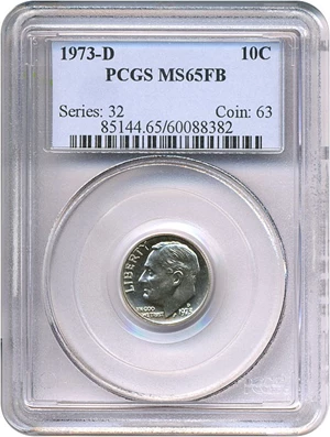image for: 1973-D 10c PCGS MS65 FB