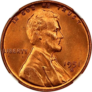 image for: 1951-S 1c NGC MS67 RD