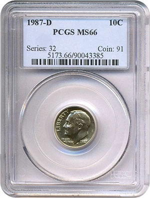 image for: 1987-D 10c PCGS MS66
