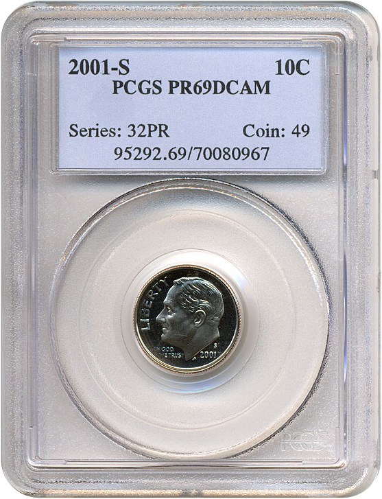 image for: 2001-S 10c  PCGS Proof 69 DCameo