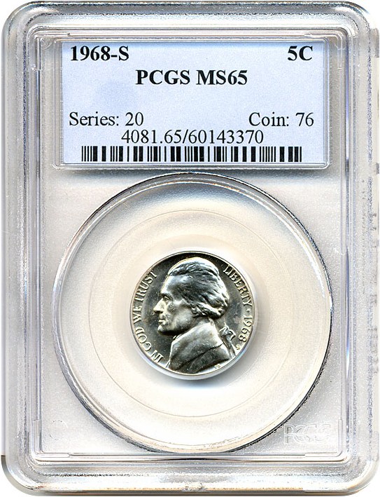 image for: 1968-S 5c  PCGS MS65