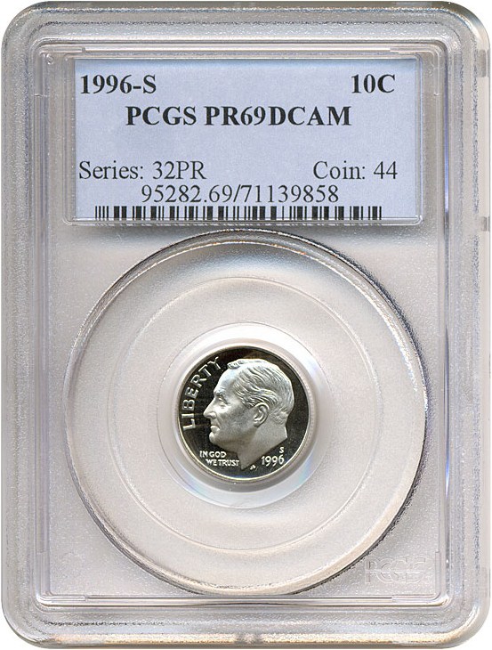 image for: 1996-S 10c  PCGS Proof 69 DCameo