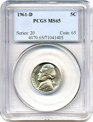 image for: 1961-D 5c PCGS MS65