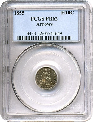 image for: 1855 H10c Arrows PCGS Proof 62