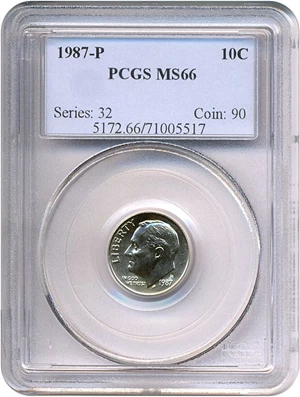 image for: 1987-P 10c PCGS MS66