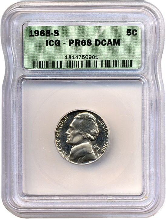image for: 1968-S 5c  ICG Proof 68 DCameo