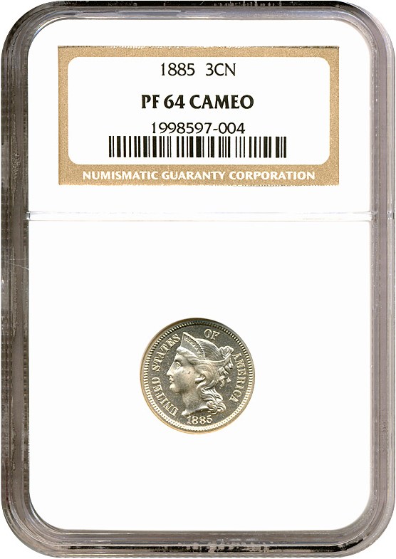 image for: 1885 3cN  NGC Proof 64 Cameo