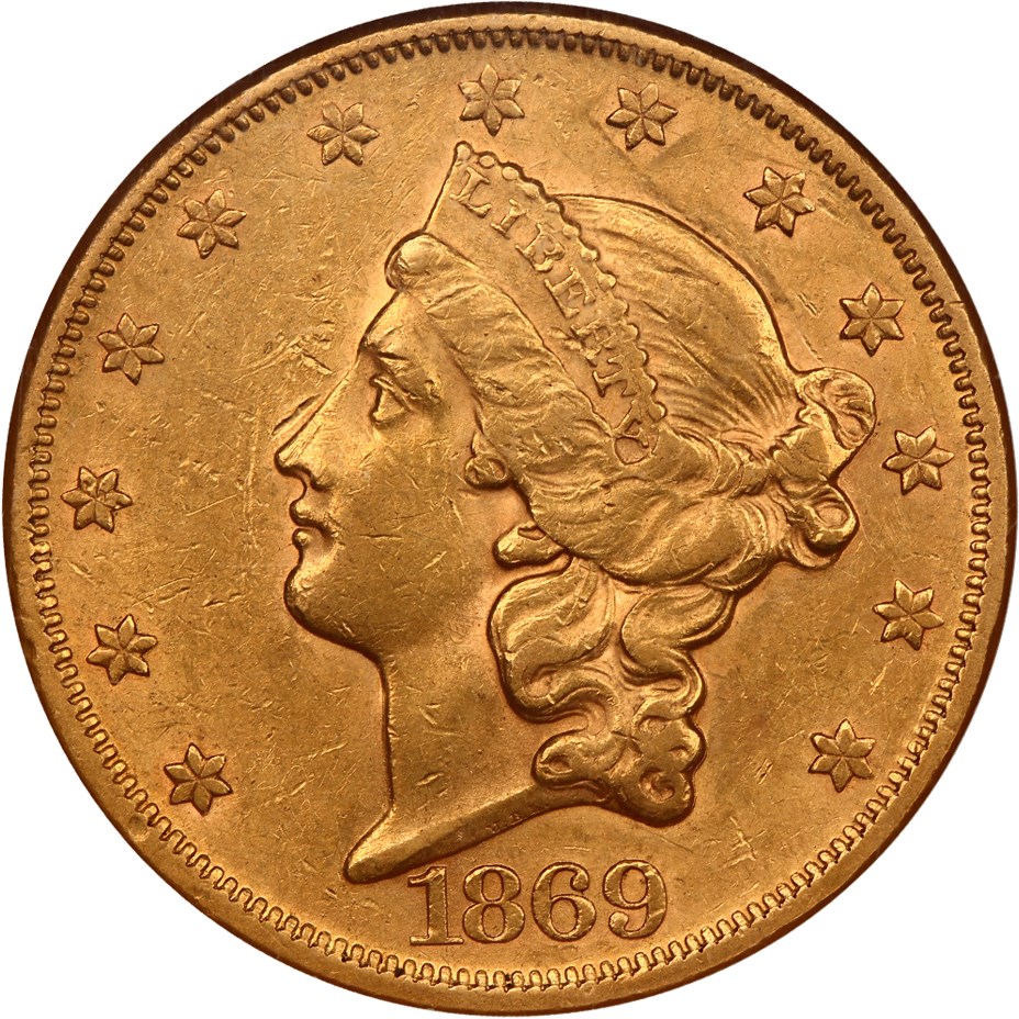 image for: 1869 $20 NGC AU58