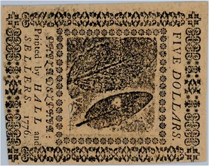 image for: FR. CC-27 February 17, 1776 $5 Continental Currency PMG About Unc 58 EPQ