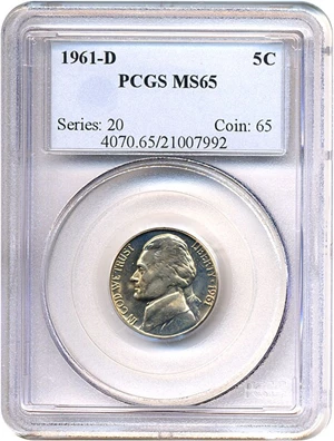 image for: 1961-D 5c PCGS MS65