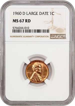 image for: 1960-D 1c NGC MS67 RD (Large Date)