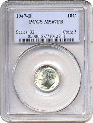 image for: 1947-D 10c PCGS MS67 FB