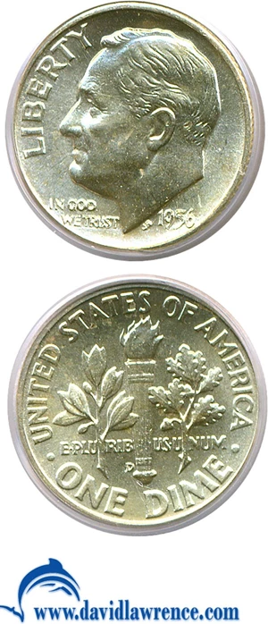 image for: 1956-D 10c PCGS MS67 FB