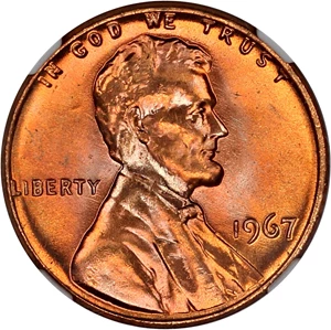 image for: 1967 1c NGC MS65 RD