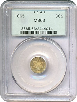 image for: 1865 3cS PCGS MS63