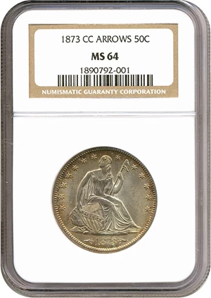 image for: 1873-CC 50c Arrows NGC MS64