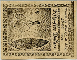 image for: FR. CC-98 January 14, 1779 $55 Continental Currency PMG About Unc 58 ex: John J. Ford (Hinged)