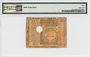 image for: FR. MA-278 May 5, 1780 $1 Massachusetts Colonial Note PMG Very Fine 30 (Hole Cancelled)