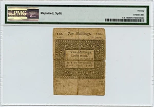 image for: FR. CT-166 October 10, 1771 10s Connecticut Colonial Note PMG Very Fine 20 (Repaired, Split)