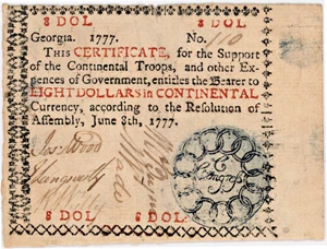 image for: FR. GA-110a June 8, 1777 $8 Georgia Colonial Currency PCGS Extremely Fine 40 (Small Repaired Edge Tear)