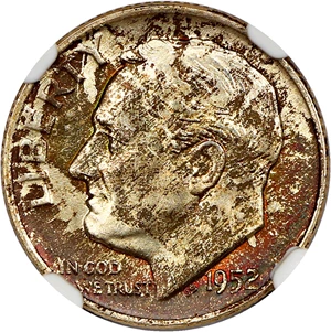 image for: 1952-D 10c NGC MS67 FT
