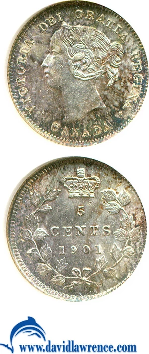 image for: Canada: 1901 5C NGC AU55