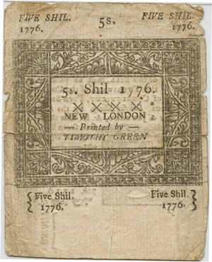 image for: FR. CT-199 June 7, 1776 5s Connecticut Colonial Note PMG Very Fine 20 (Slash Cancelled, Splits)