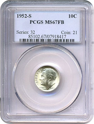 image for: 1952-S 10c PCGS MS67 FB