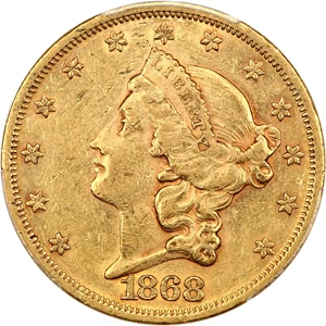 image for: 1868 $20 PCGS AU53