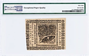 image for: FR. CC-27 February 17, 1776 $5 Continental Currency PMG About Unc 58 EPQ