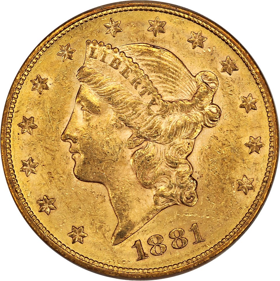 image for: 1881-S $20 PCGS MS61