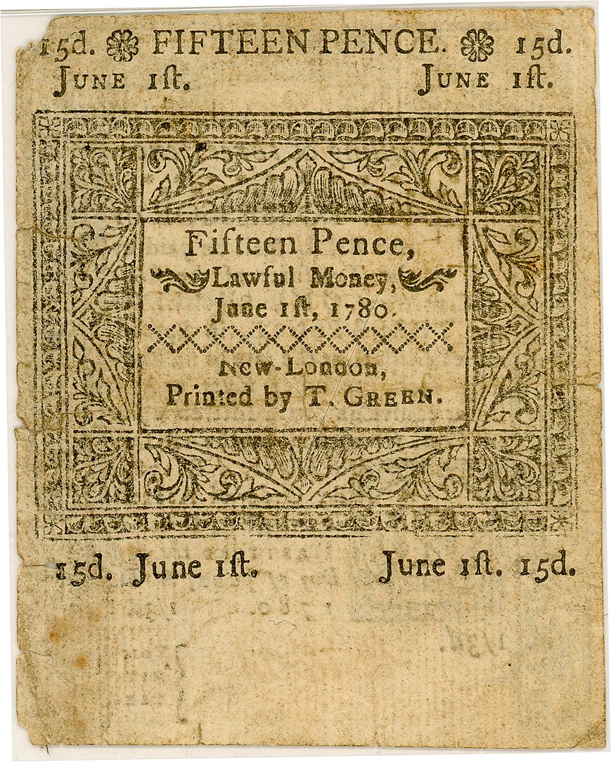 image for: FR. CT-227 June 1, 1780 1s/3d Connecticut Colonial Note PMG Very Fine 25 (Cut Cancelled, Tears)