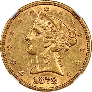 image for: 1878 $5 NGC/CAC AU58