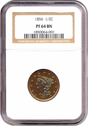 image for: 1856 1/2c NGC Proof 64 BN